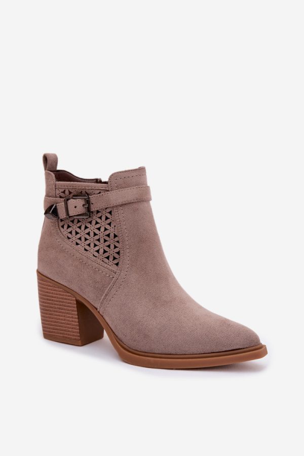 beige Heel boots model 224702 Step in style