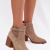 1115010.jpg Beige Heel Boots in Women`s Ankle Boots & Booties with Fabric, Footbed, Upper Height and Heel Height