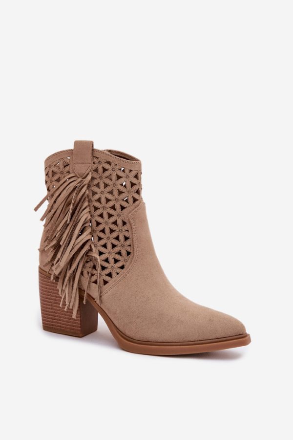 beige Heel boots model 224705 Step in style