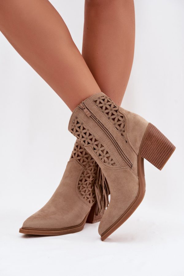 beige Heel boots model 224705 Step in style