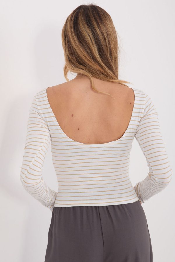Beige Blouse in Women`s Blouses, Tunics with Cotton and Spandex