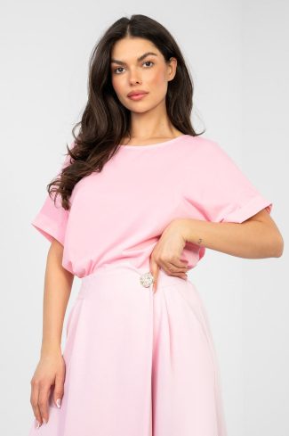 Pink Blouse in Women`s Blouses, Tunics with Cotton and Spandex