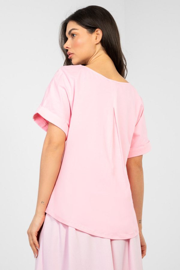 Pink Blouse in Women`s Blouses, Tunics with Cotton and Spandex