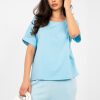 Blue Blouse in Women`s Blouses, Tunics with Cotton and Spandex