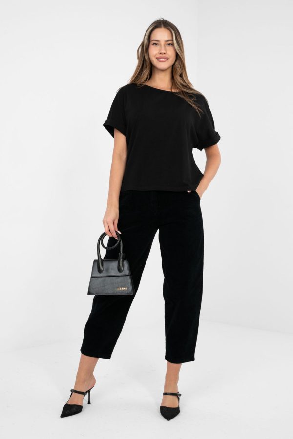 Black Blouse in Women`s Blouses, Tunics with Cotton and Spandex