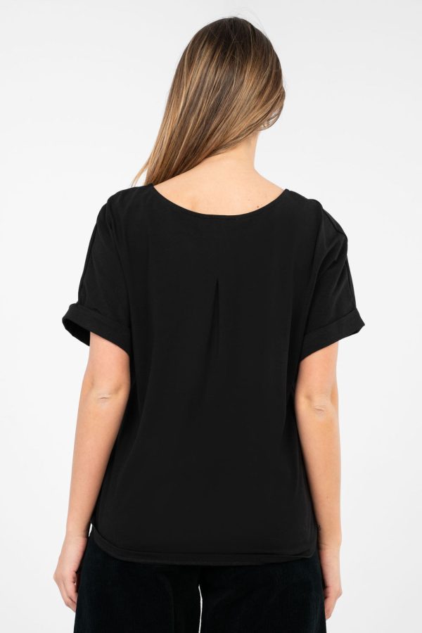 Black Blouse in Women`s Blouses, Tunics with Cotton and Spandex