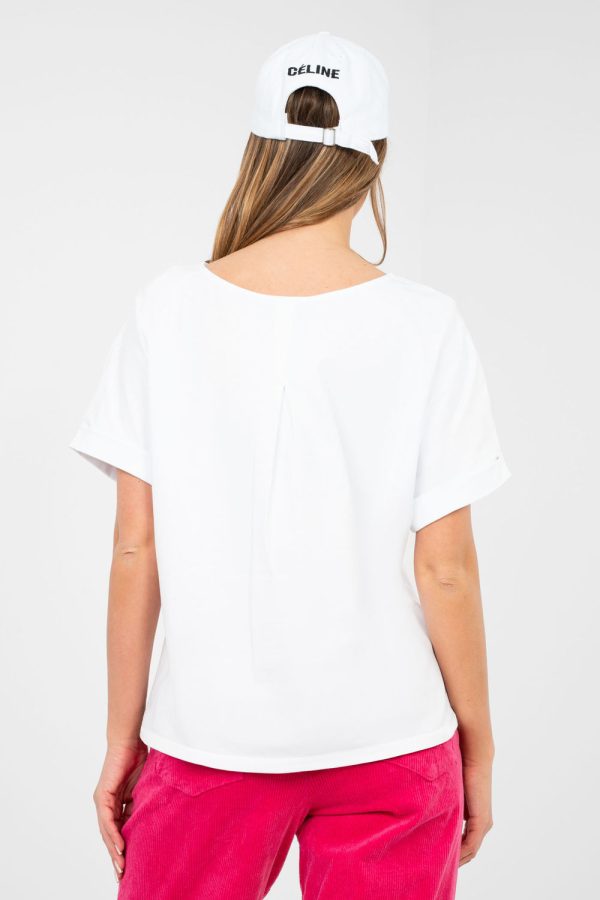 White Blouse in Women`s Blouses, Tunics with Cotton and Spandex