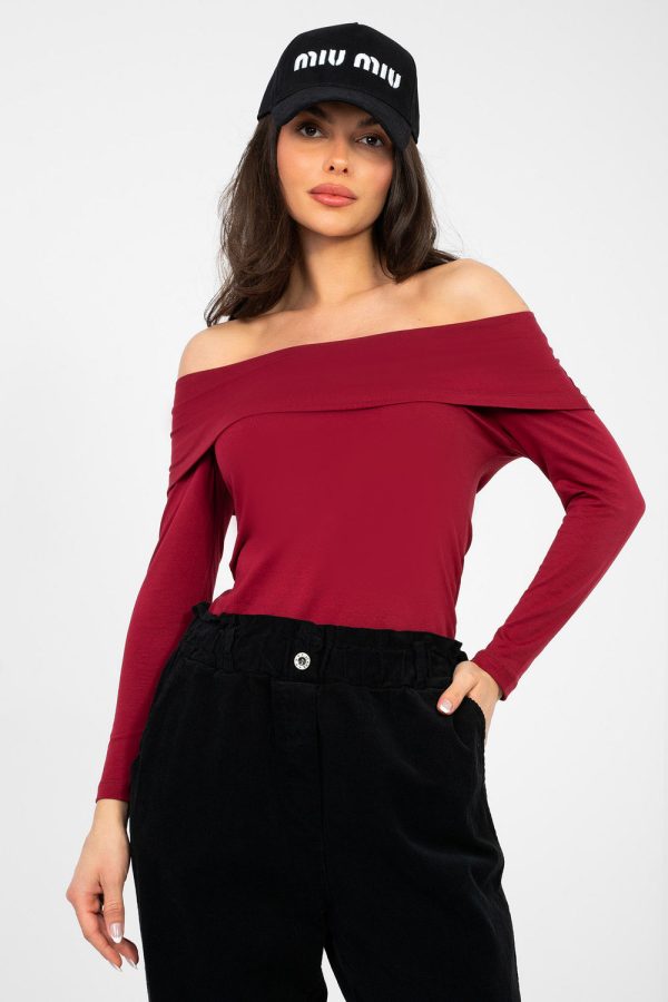 Red Blouse in Women`s Blouses, Tunics with Cotton and Spandex
