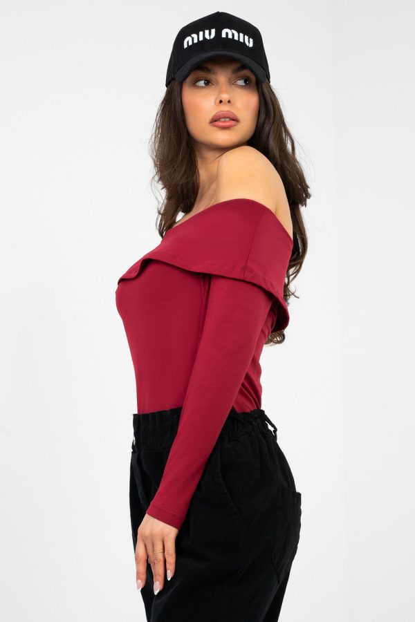 Red Blouse in Women`s Blouses, Tunics with Cotton and Spandex