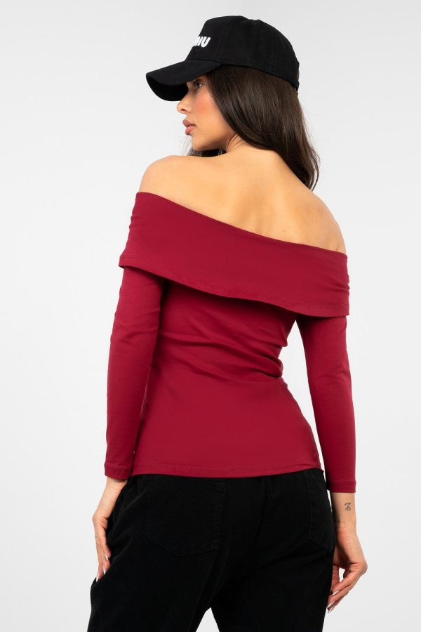 Red Blouse in Women`s Blouses, Tunics with Cotton and Spandex
