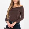 Brown Blouse in Women`s Blouses, Tunics with Cotton and Spandex
