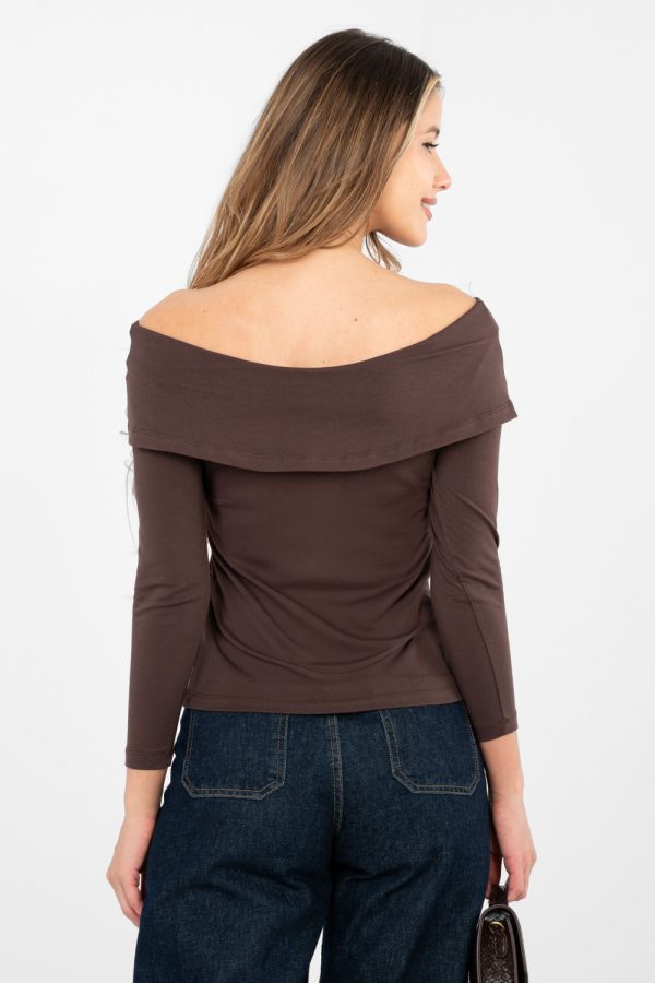 Brown Blouse in Women`s Blouses, Tunics with Cotton and Spandex