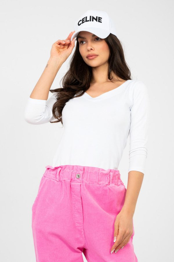 White Blouse in Women`s Blouses, Tunics with Cotton and Spandex