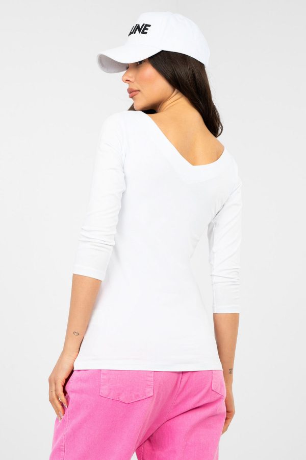 White Blouse in Women`s Blouses, Tunics with Cotton and Spandex