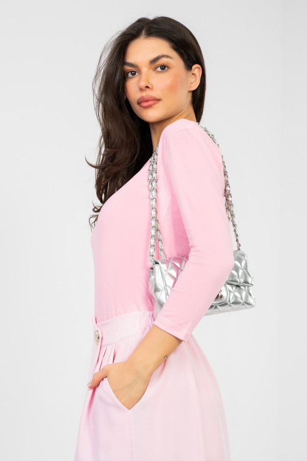 Pink Blouse in Women`s Blouses, Tunics with Cotton and Spandex