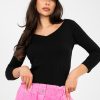 Black Blouse in Women`s Blouses, Tunics with Cotton and Spandex