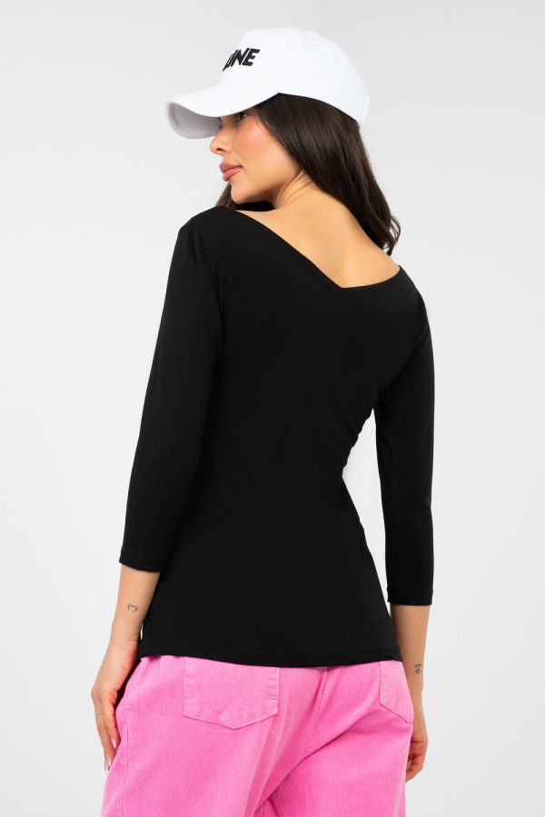 Black Blouse in Women`s Blouses, Tunics with Cotton and Spandex