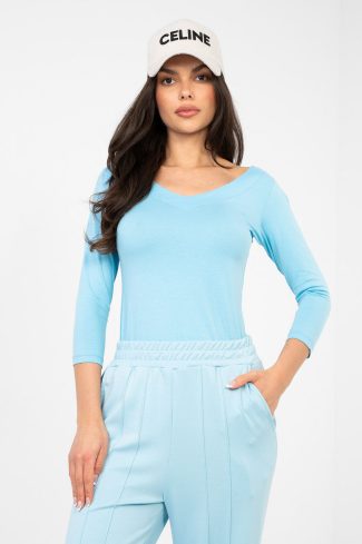 Blue Blouse in Women`s Blouses, Tunics with Cotton and Spandex