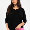 Black Blouse in Women`s Blouses, Tunics with Cotton and Spandex