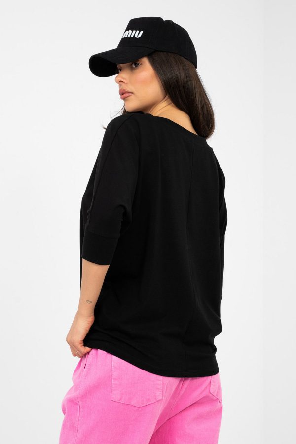 Black Blouse in Women`s Blouses, Tunics with Cotton and Spandex