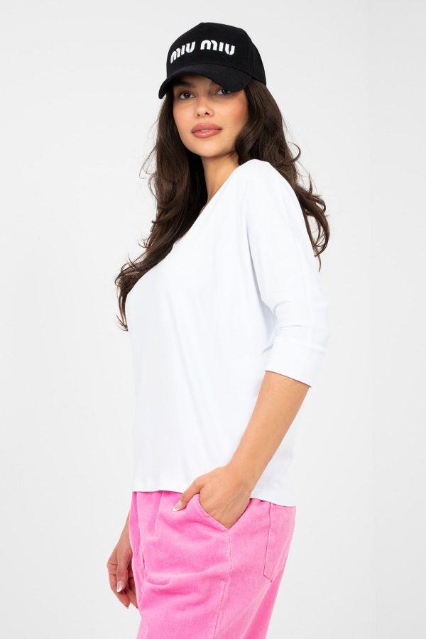 White Blouse in Women`s Blouses, Tunics with Cotton and Spandex