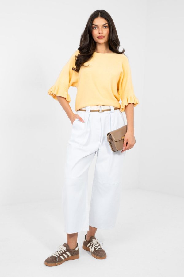 White Jeans in Pants, Trousers, Shorts with Cotton and Spandex