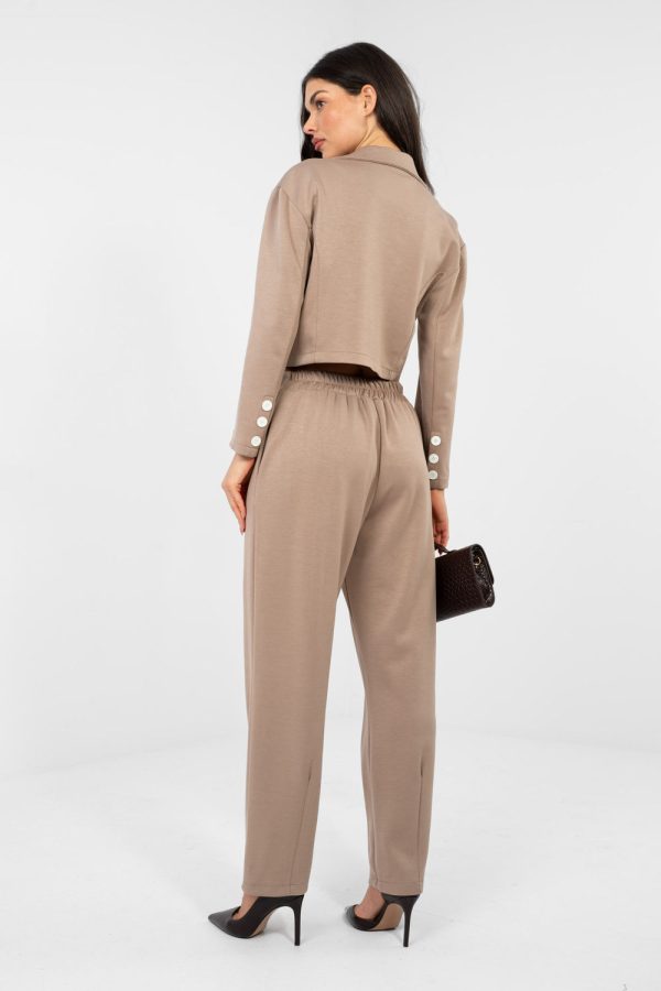 Beige Set in Pants, Trousers, Shorts with Spandex, Polyester and Viscose