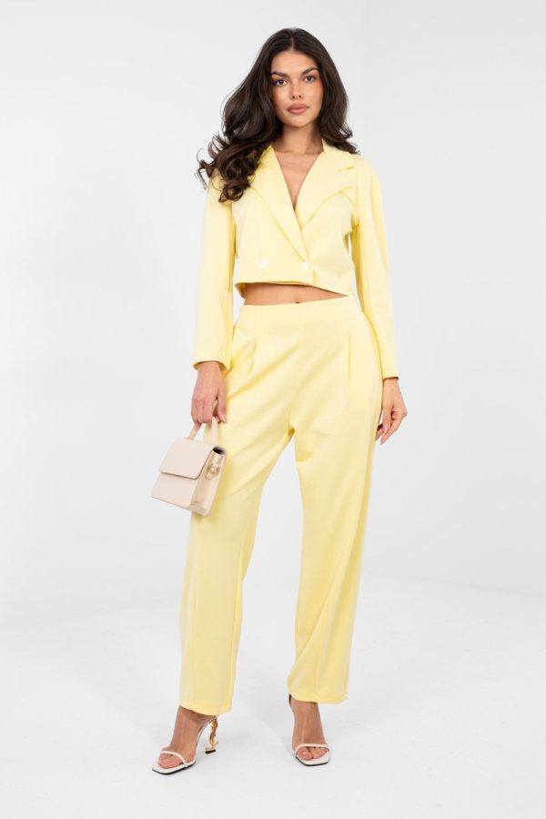 Yellow Set in Pants, Trousers, Shorts with Spandex, Polyester and Viscose