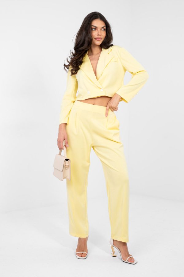 Yellow Set in Pants, Trousers, Shorts with Spandex, Polyester and Viscose