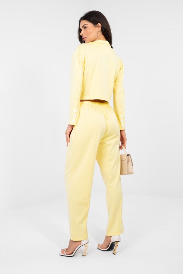 Yellow Set in Pants, Trousers, Shorts with Spandex, Polyester and Viscose