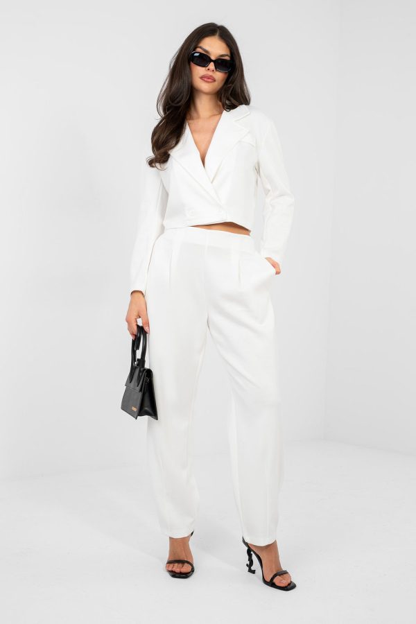 Beige Set in Pants, Trousers, Shorts with Spandex, Polyester and Viscose