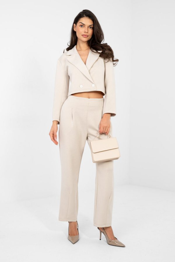 Beige Set in Pants, Trousers, Shorts with Spandex, Polyester and Viscose