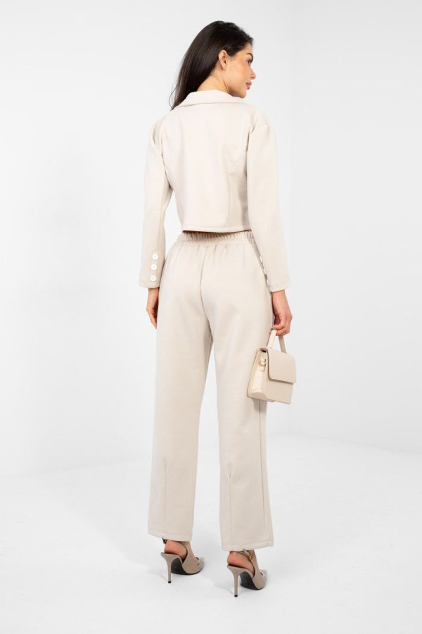 Beige Set in Pants, Trousers, Shorts with Spandex, Polyester and Viscose