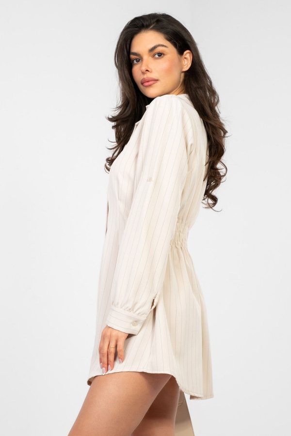 Beige Daydress in Day Dresses with Spandex, Polyester and Viscose
