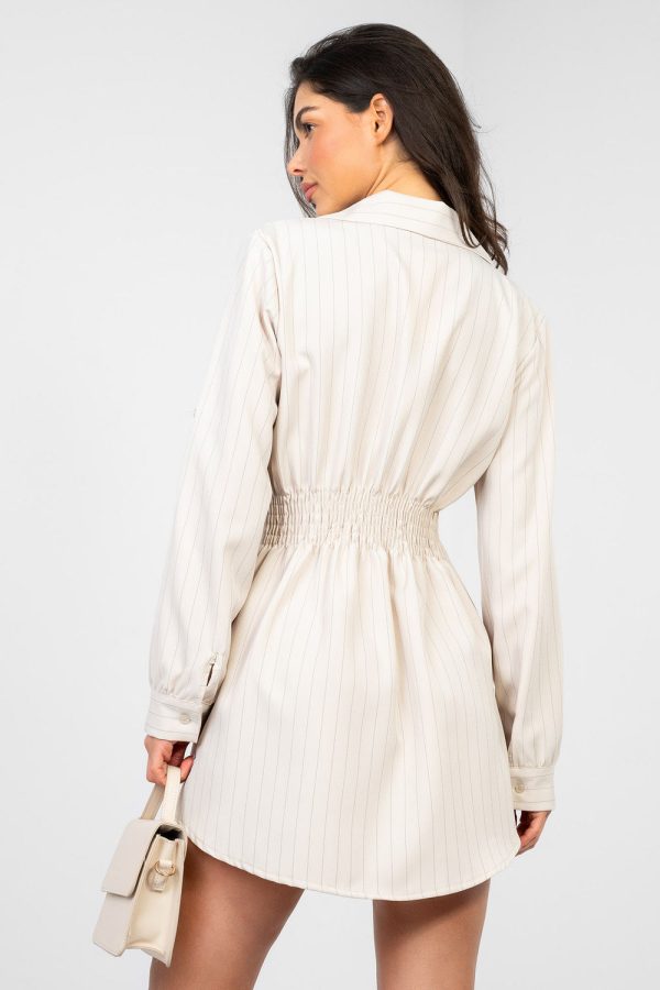Beige Daydress in Day Dresses with Spandex, Polyester and Viscose