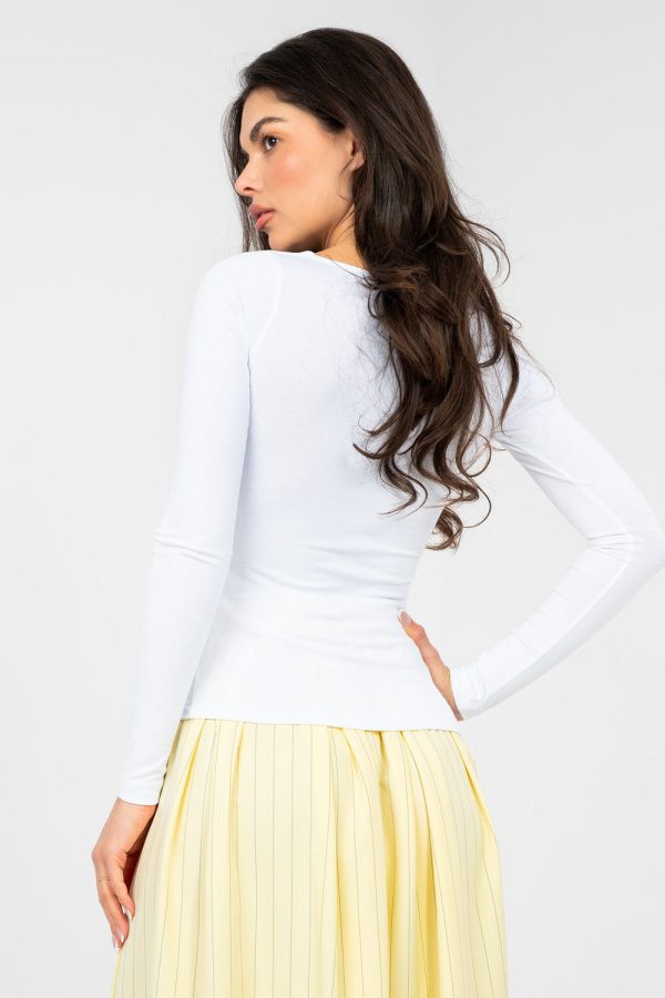White Blouse in Women`s Blouses, Tunics with Cotton and Spandex