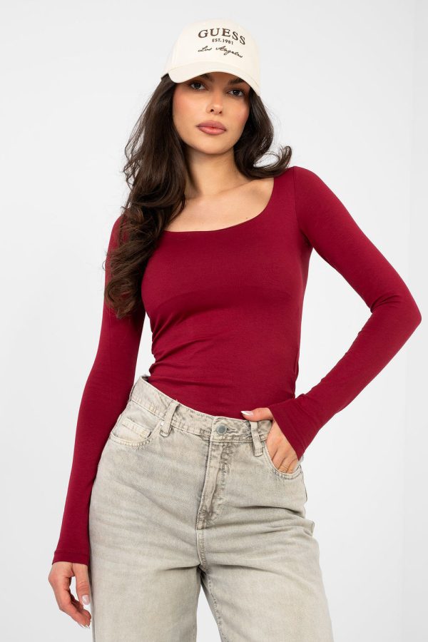 Red Blouse in Women`s Blouses, Tunics with Cotton and Spandex