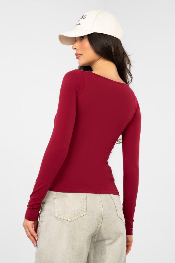 Red Blouse in Women`s Blouses, Tunics with Cotton and Spandex