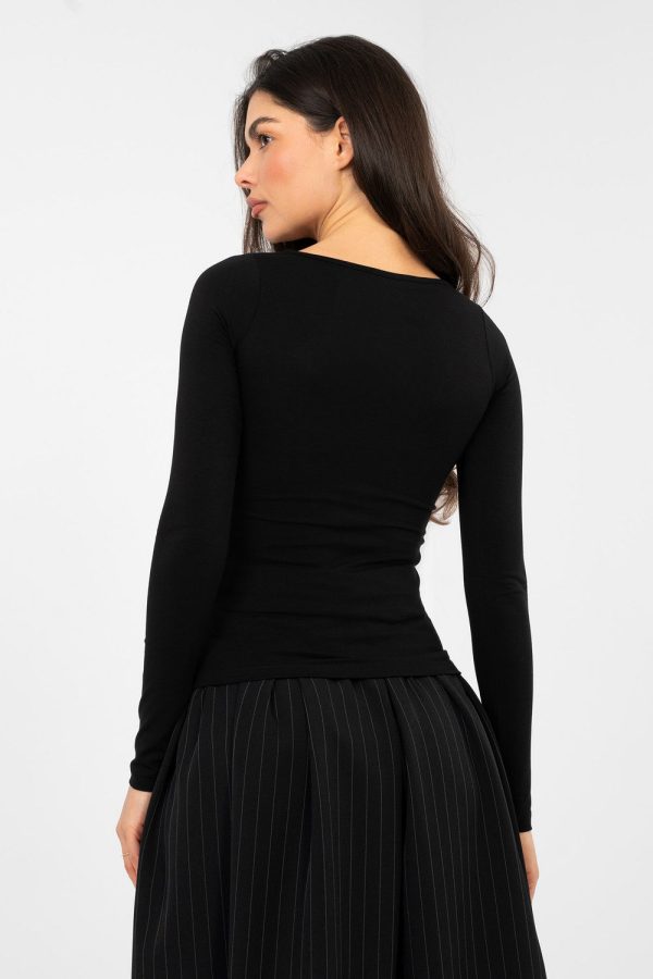 Black Blouse in Women`s Blouses, Tunics with Cotton and Spandex