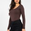 Brown Blouse in Women`s Blouses, Tunics with Cotton and Spandex