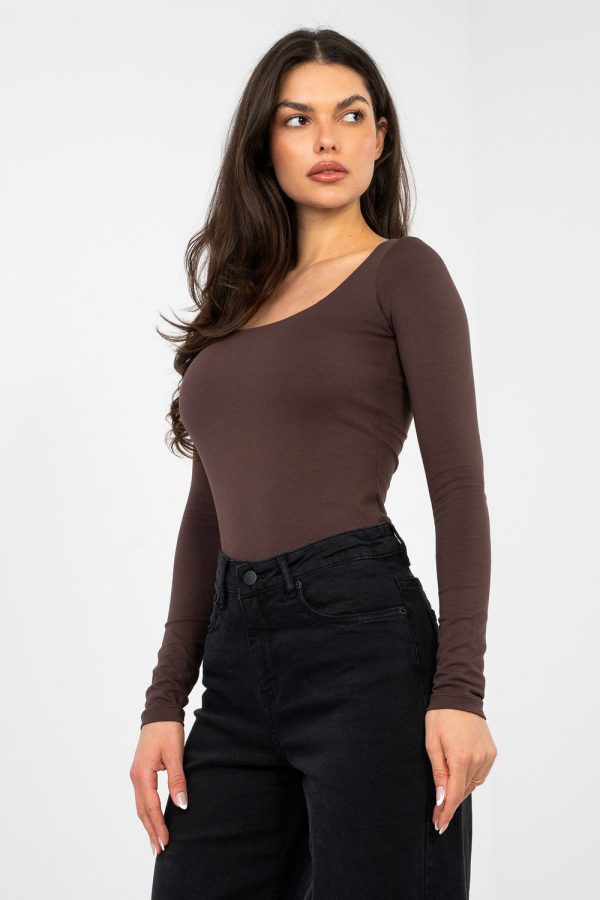 Brown Blouse in Women`s Blouses, Tunics with Cotton and Spandex