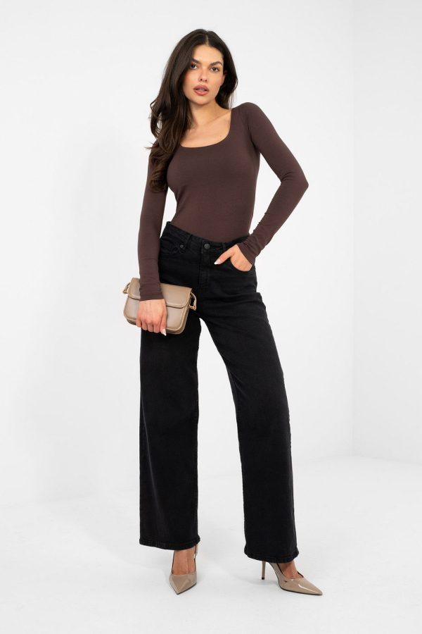 Brown Blouse in Women`s Blouses, Tunics with Cotton and Spandex