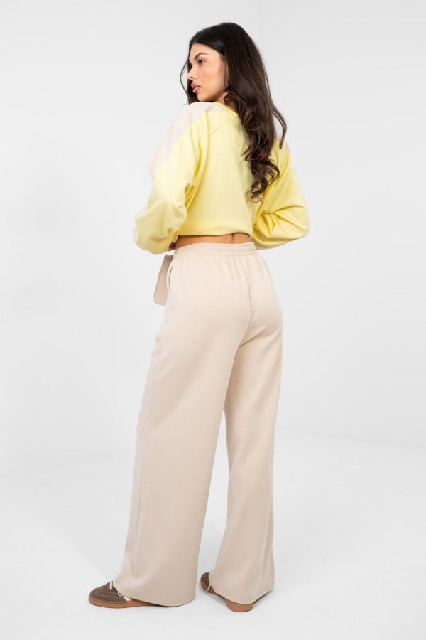 Beige Set in Pants, Trousers, Shorts with Spandex, Polyester and Viscose