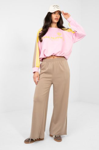 Beige Set in Pants, Trousers, Shorts with Spandex, Polyester and Viscose