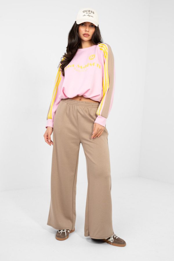 Beige Set in Pants, Trousers, Shorts with Spandex, Polyester and Viscose