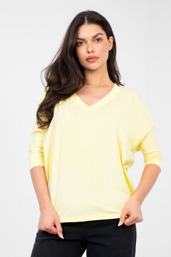 Yellow Blouse in Women`s Blouses, Tunics with Cotton and Spandex