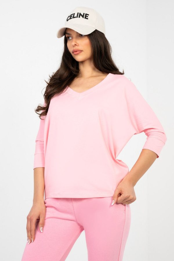 Pink Blouse in Women`s Blouses, Tunics with Cotton and Spandex