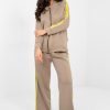 1115275 Beige Set in Pants, Trousers, Shorts with Spandex, Polyester and Viscose