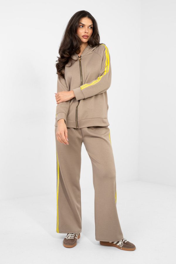 Beige Set in Pants, Trousers, Shorts with Spandex, Polyester and Viscose