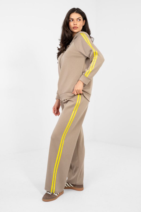 Beige Set in Pants, Trousers, Shorts with Spandex, Polyester and Viscose
